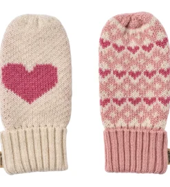 Luffer - Uld - Jacquard - Haansi - Rose m. Hjerter|Wheat Online