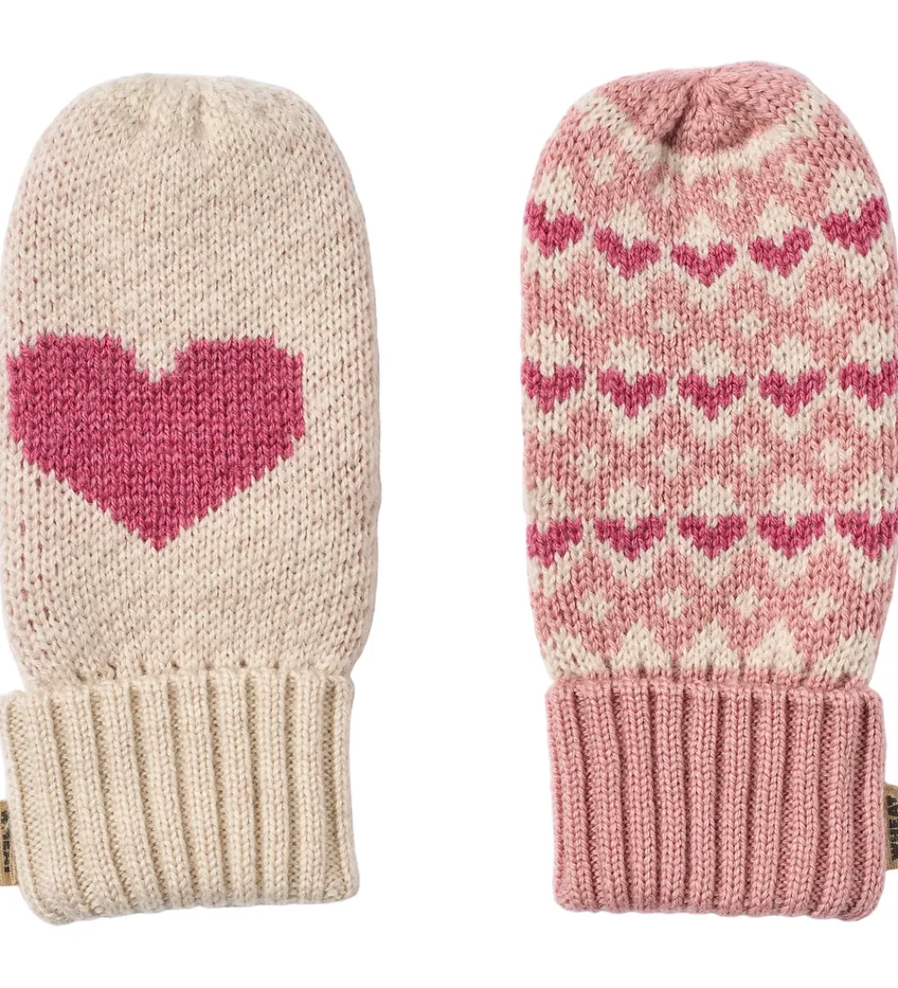 Luffer - Uld - Jacquard - Haansi - Rose m. Hjerter|Wheat Online